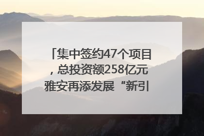 集中签约47个项目，总投资额258亿元 雅安再添发展“新引擎”｜数读西投